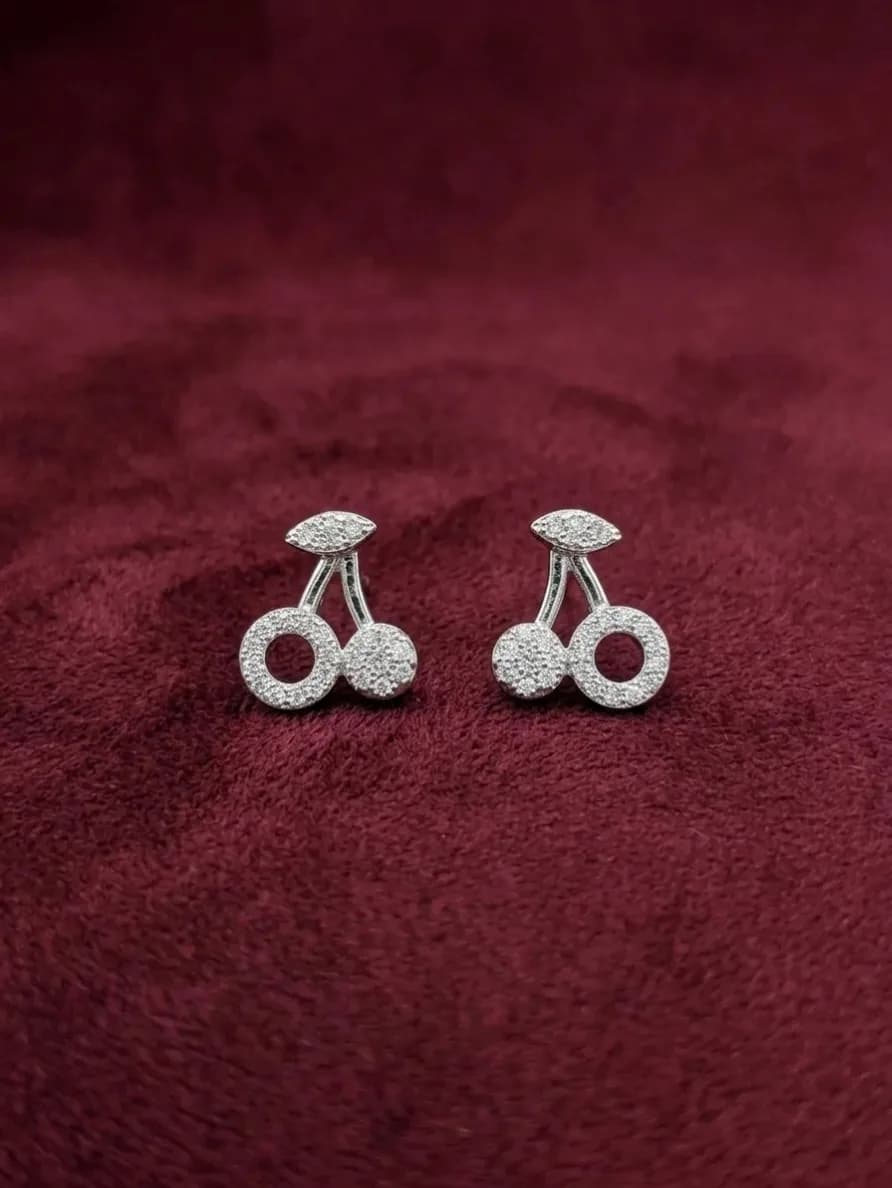 Sparkling Cherry Diamond Stud Earrings