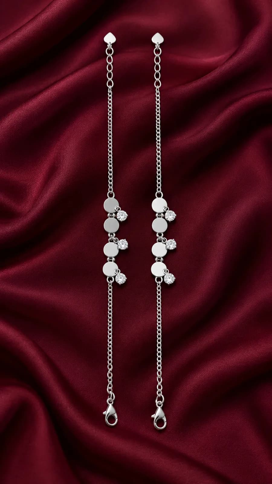 Silver Disc & Charm Chain Anklet