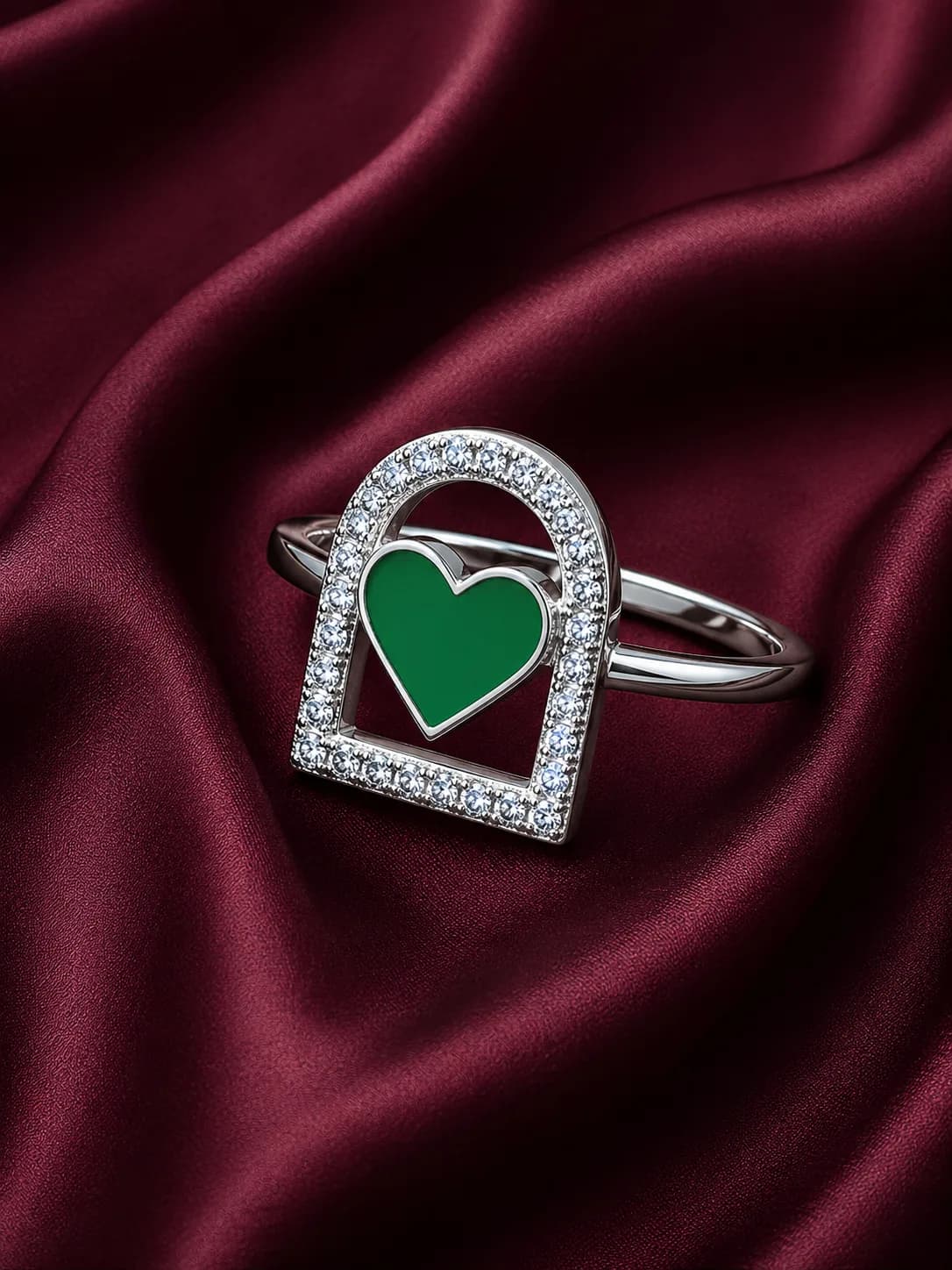 Emerald Heart Sparkle Kids Ring