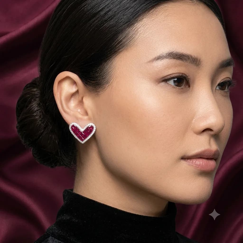 Ruby Romance Heart Earrings