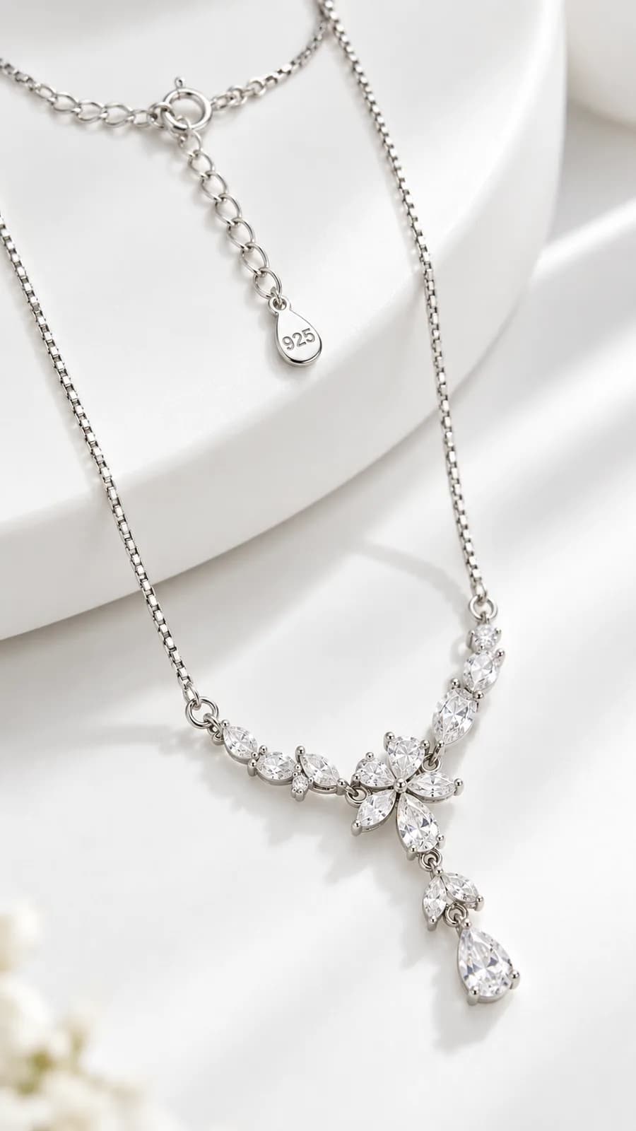 Silver Floral Cascade Pendant chain