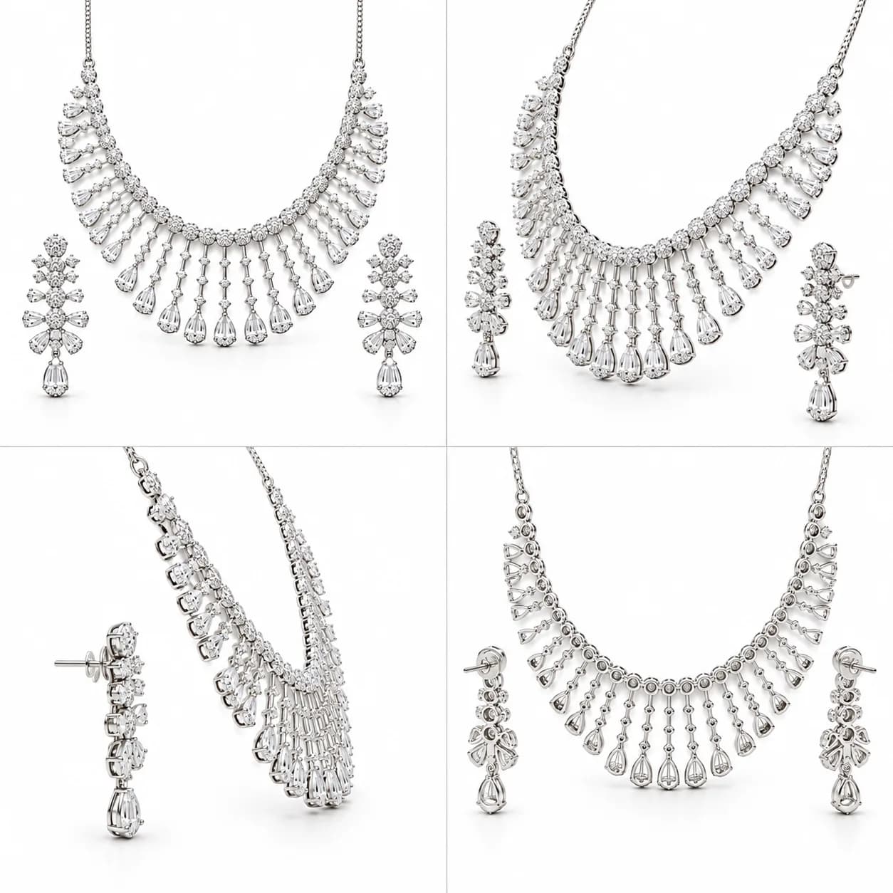 Radiant Teardrop Silver Jewelry Set