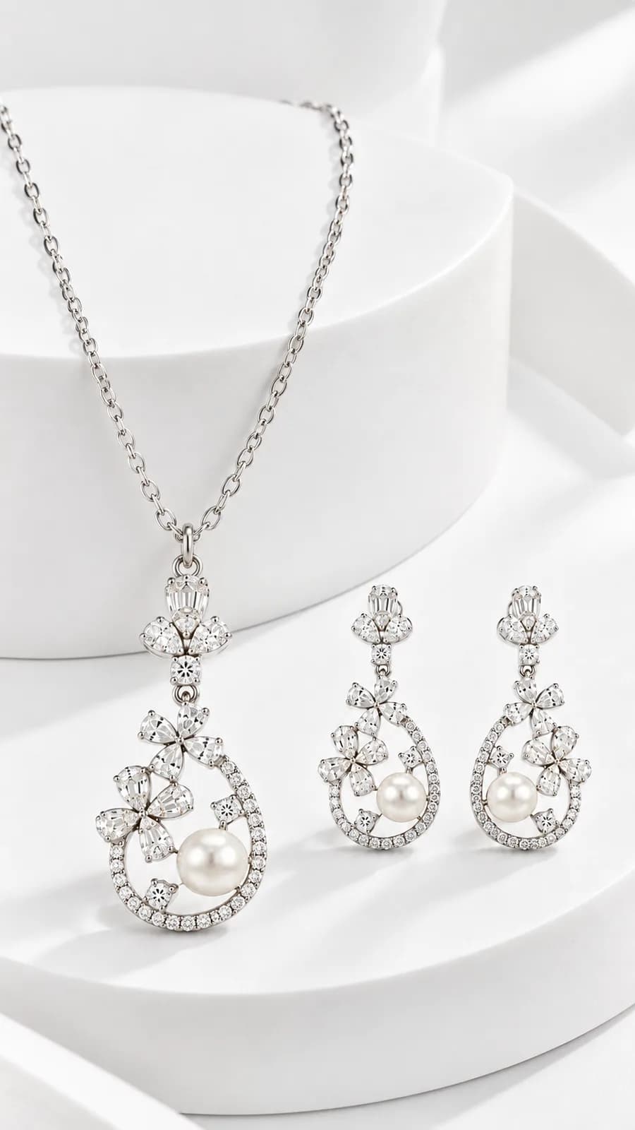 Silver Floral Pearl sets