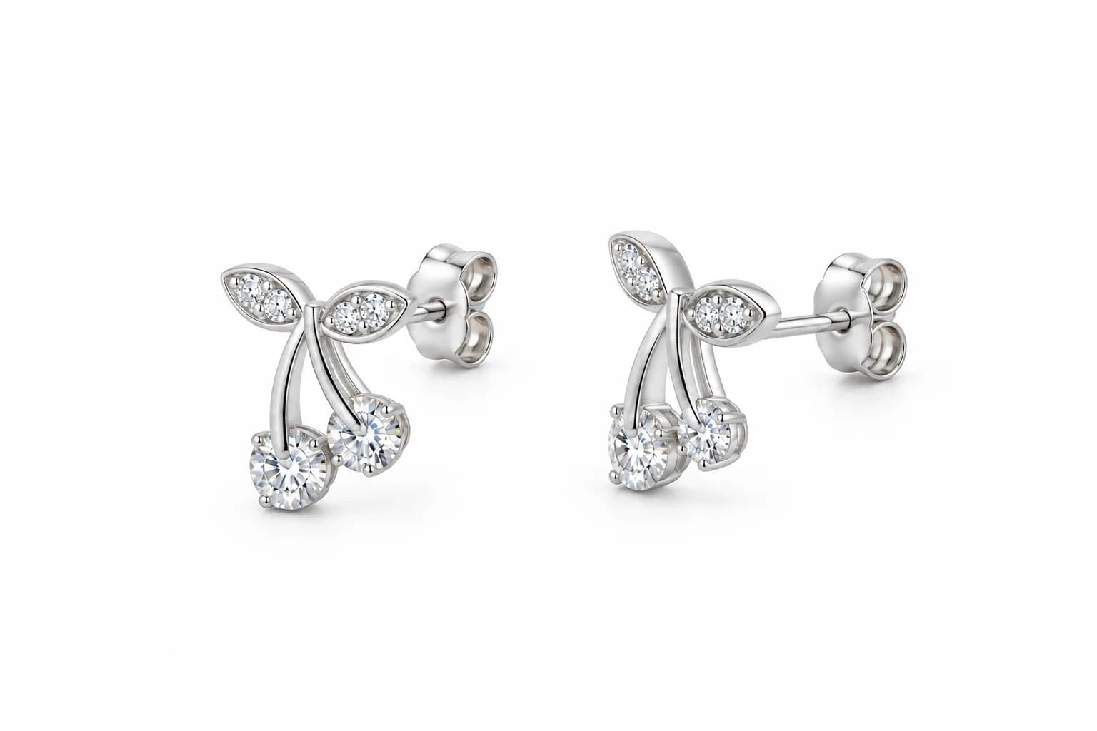 Silver Cherry Sparkle Earring