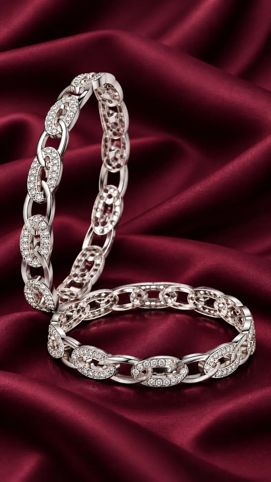 Silver Crystal Link Bangle