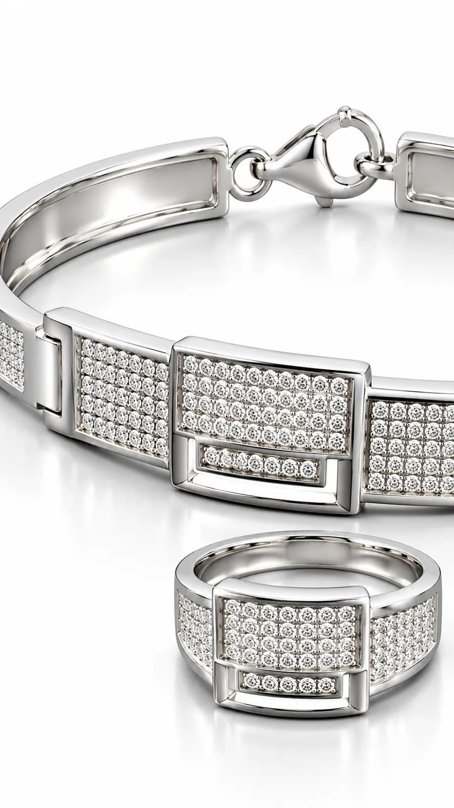 Luxe Pavé Link Bracelet & Ring Set