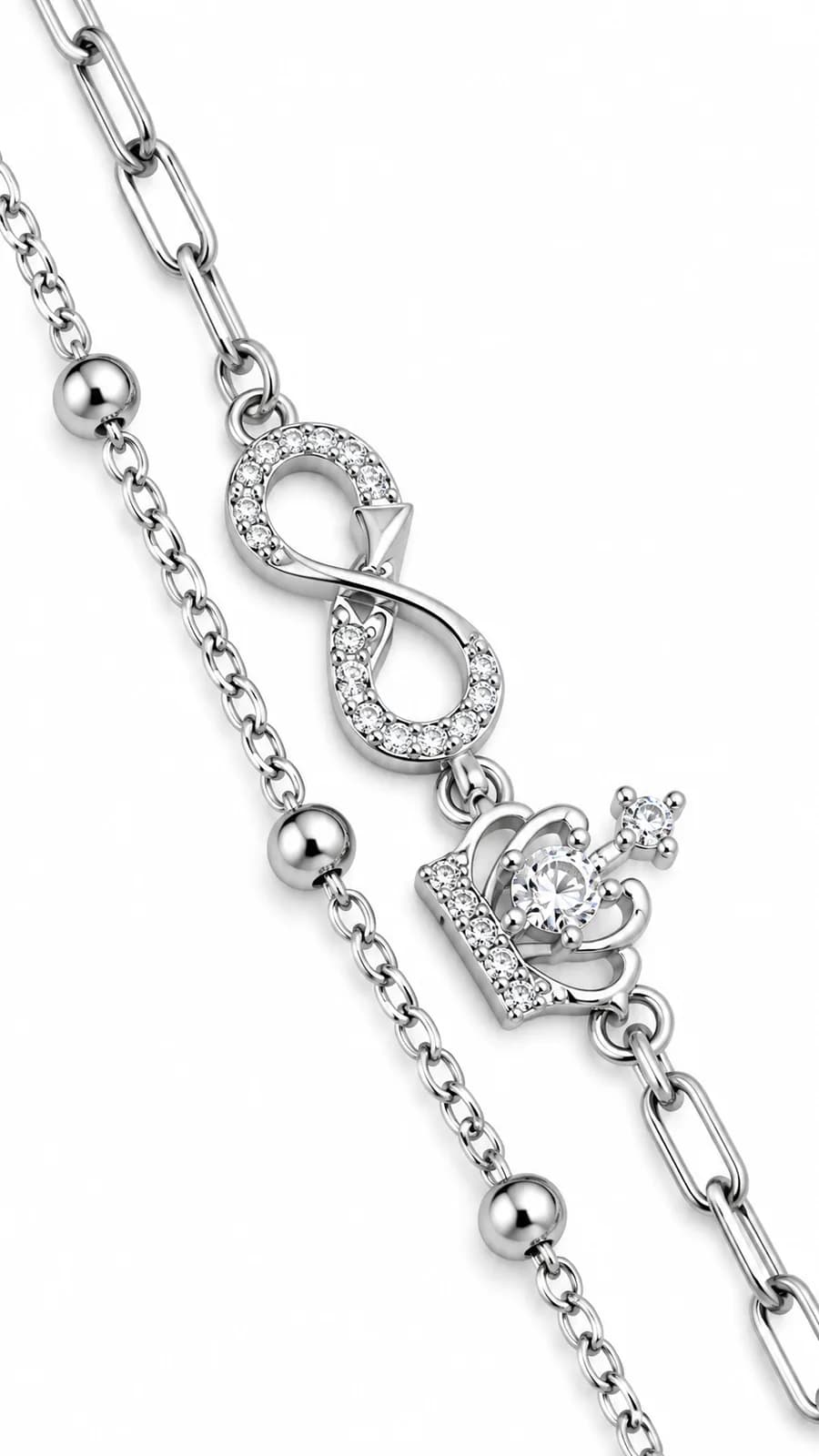 Silver Infinity Crown Anklet