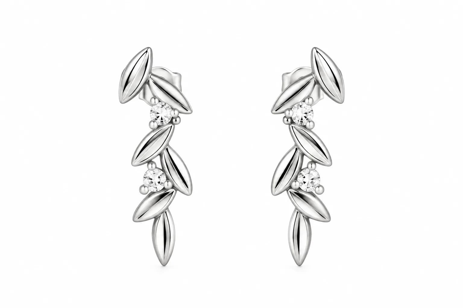 Silver Botanical Drop Earring