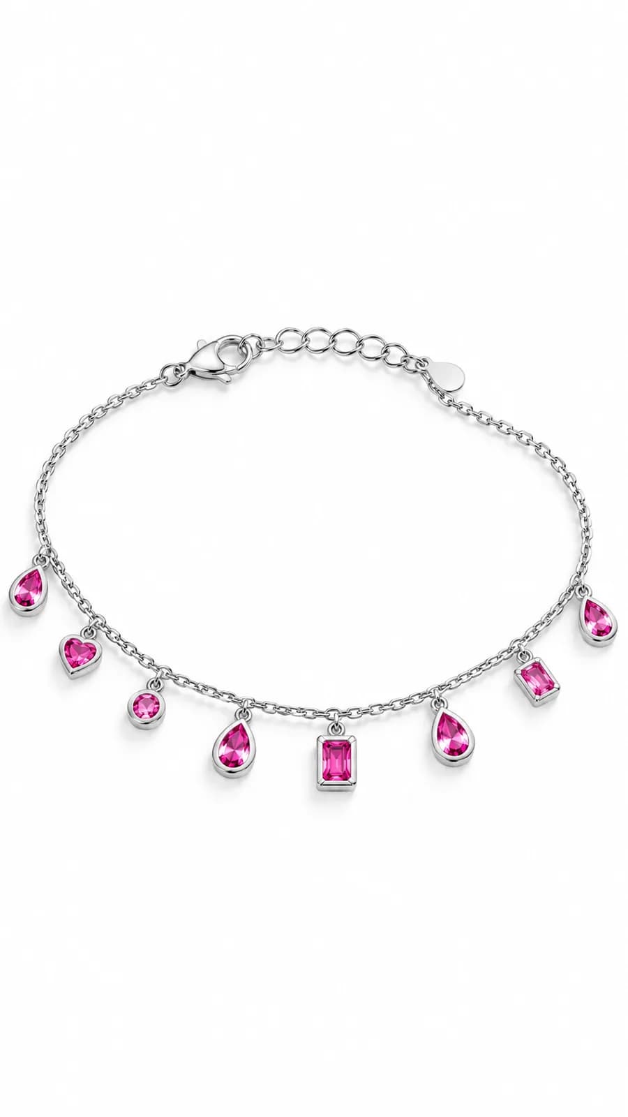 Pink Teardrop Stone Dangle Anklet
