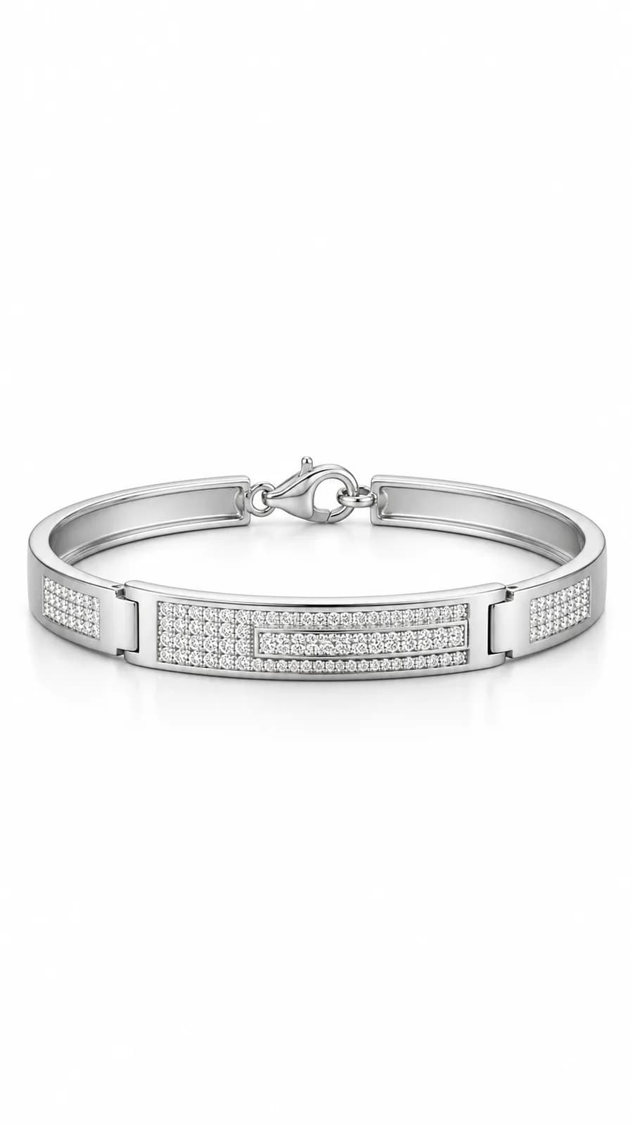 Pavé Luxe Geometric Sterling Silver Bracelet