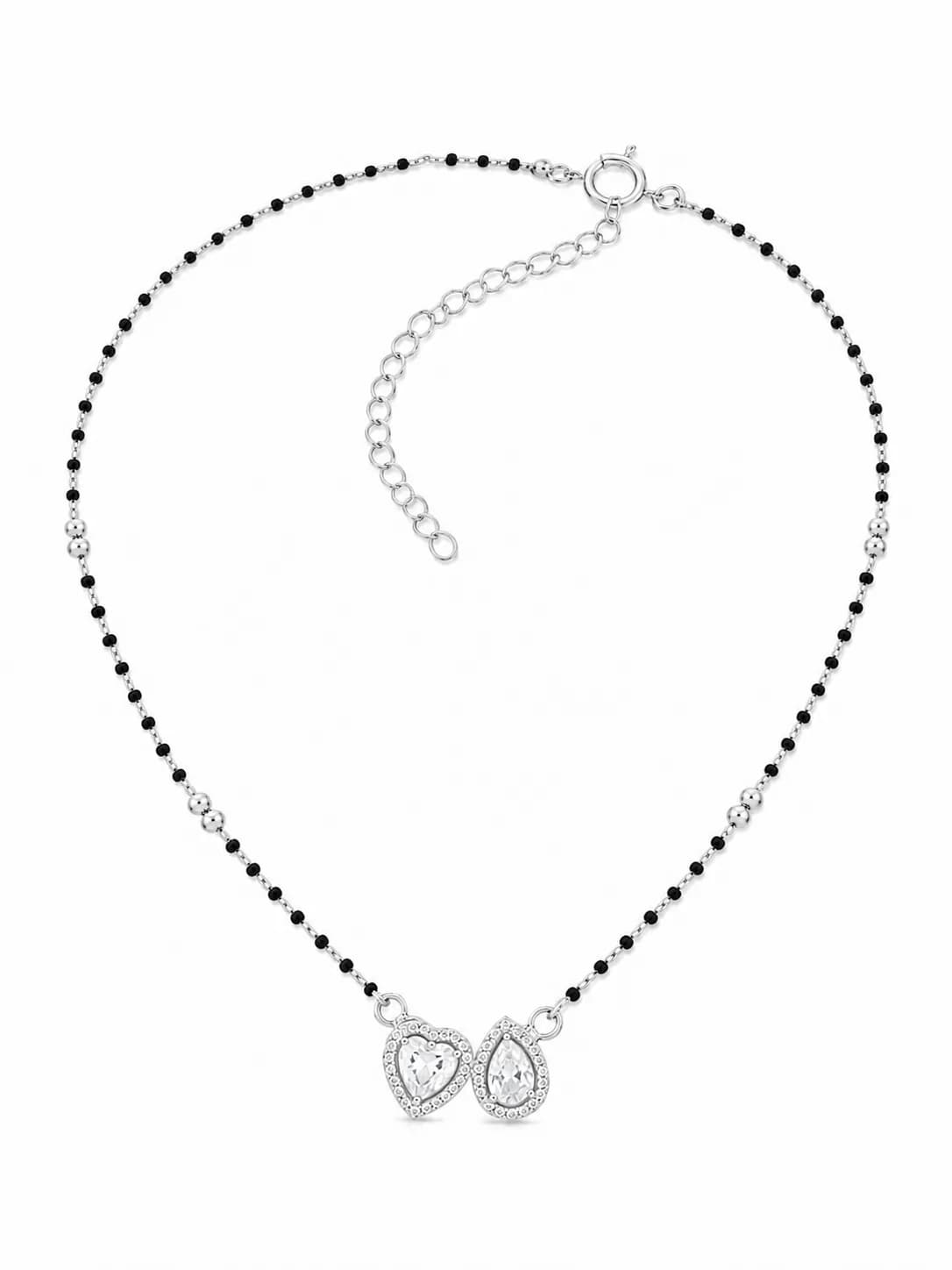 Double Heart Teardrop 925 Sterling Silver Mangalsutra