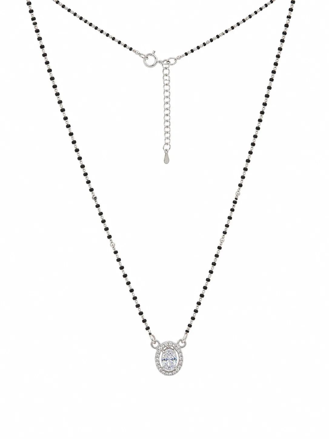 Elegant Oval Halo 925 Silver Mangalsutra