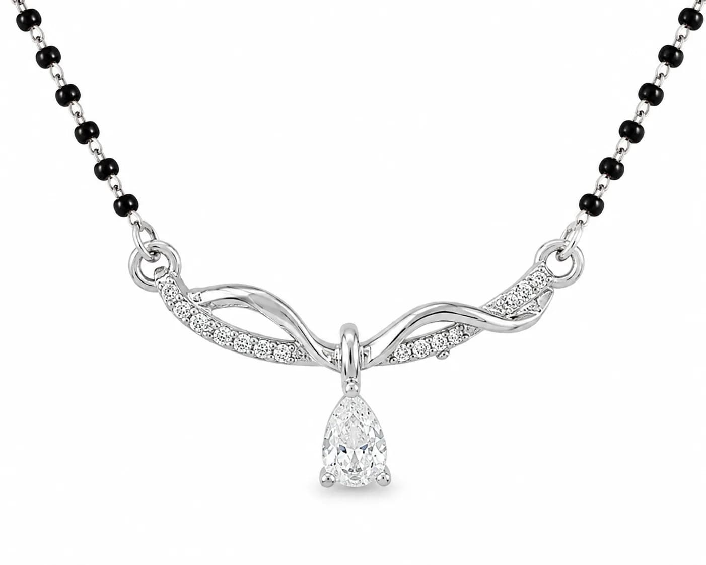 Elegant Teardrop Curve 925 Sterling Silver Mangalsutra