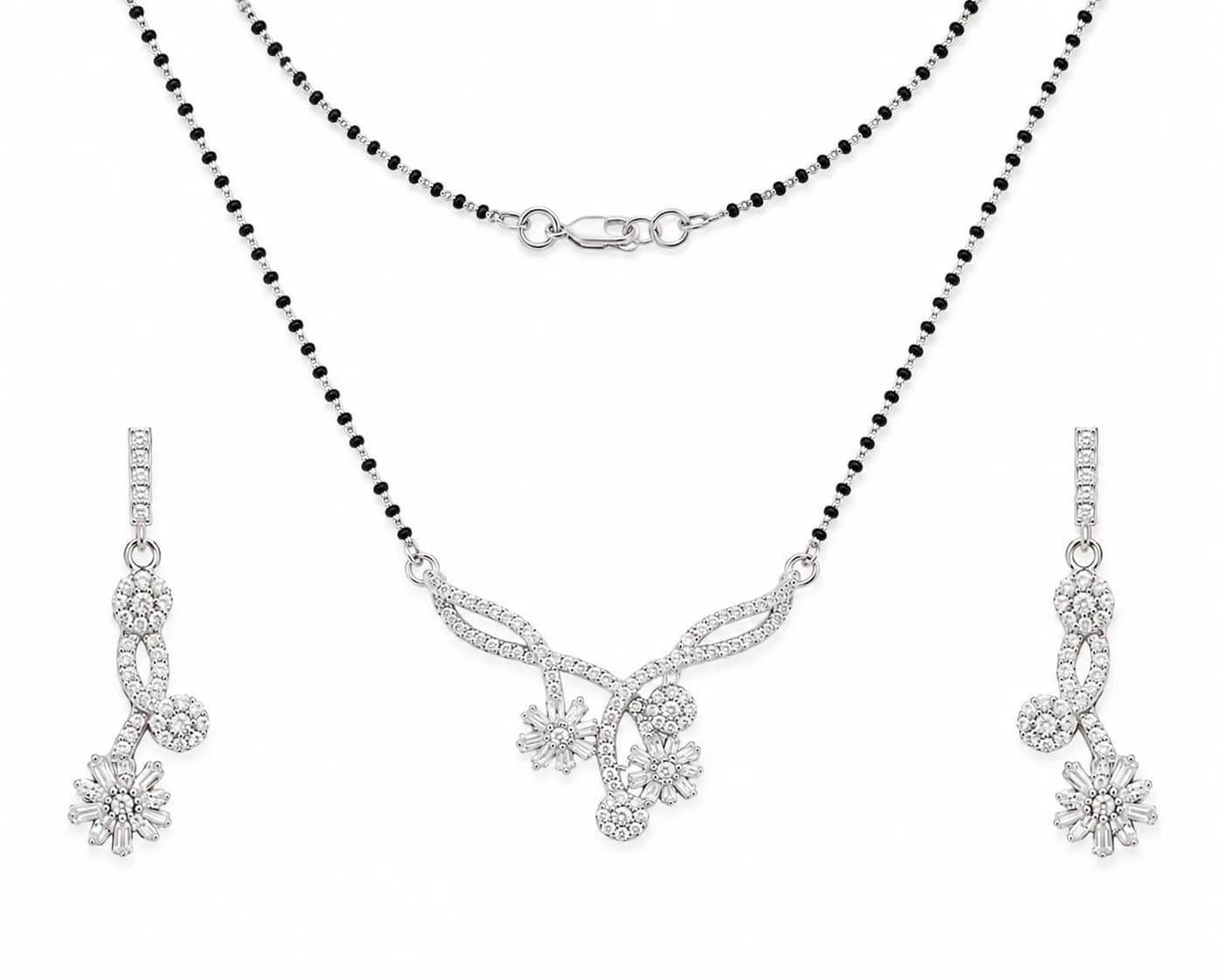 Floral Cascade 925 Sterling Silver Mangalsutra Set