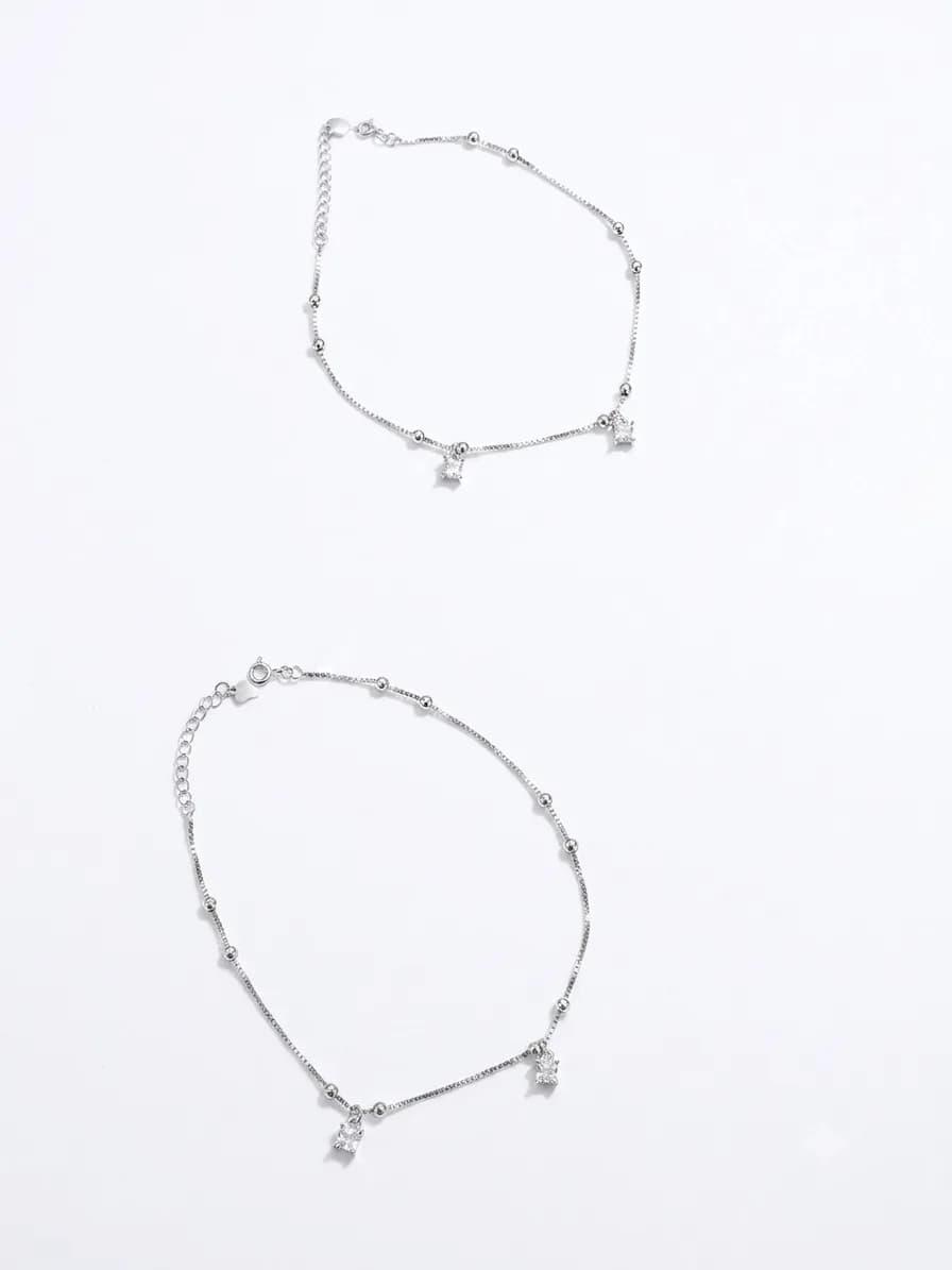 delicate silver anklets