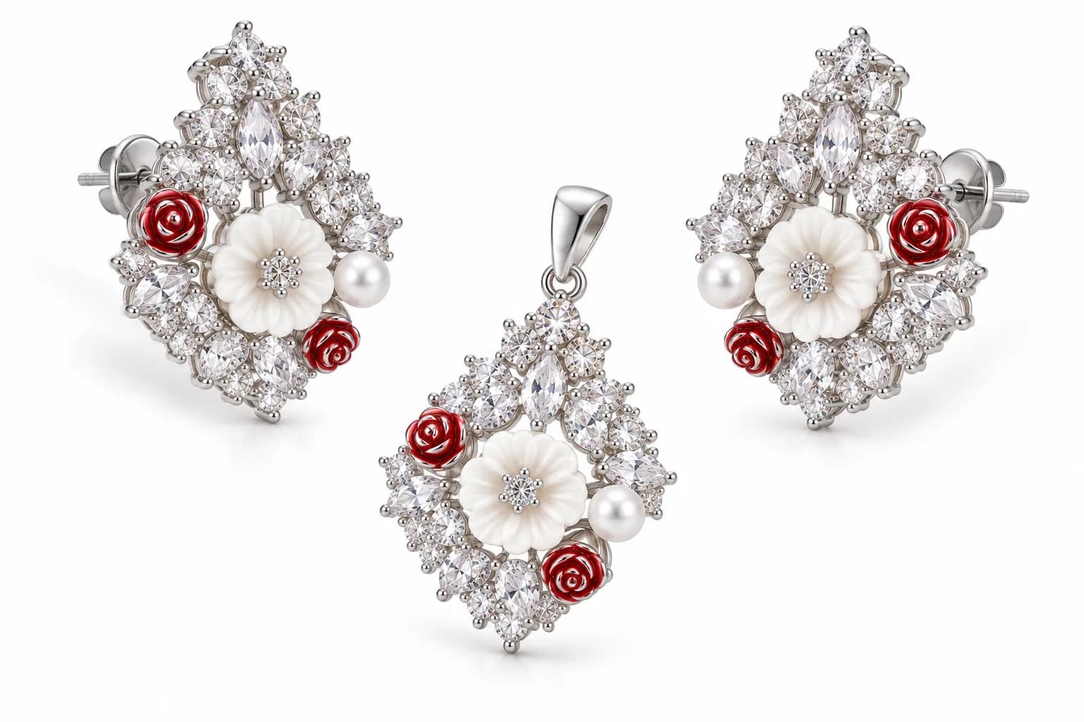 Silver Crimson Bloom Set