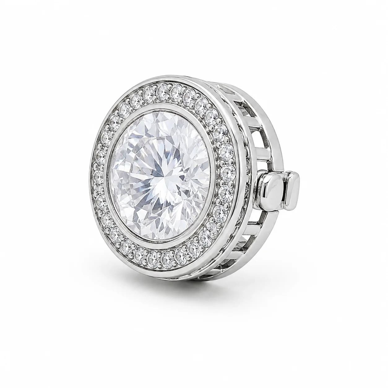 Silver Classic Crystal Button