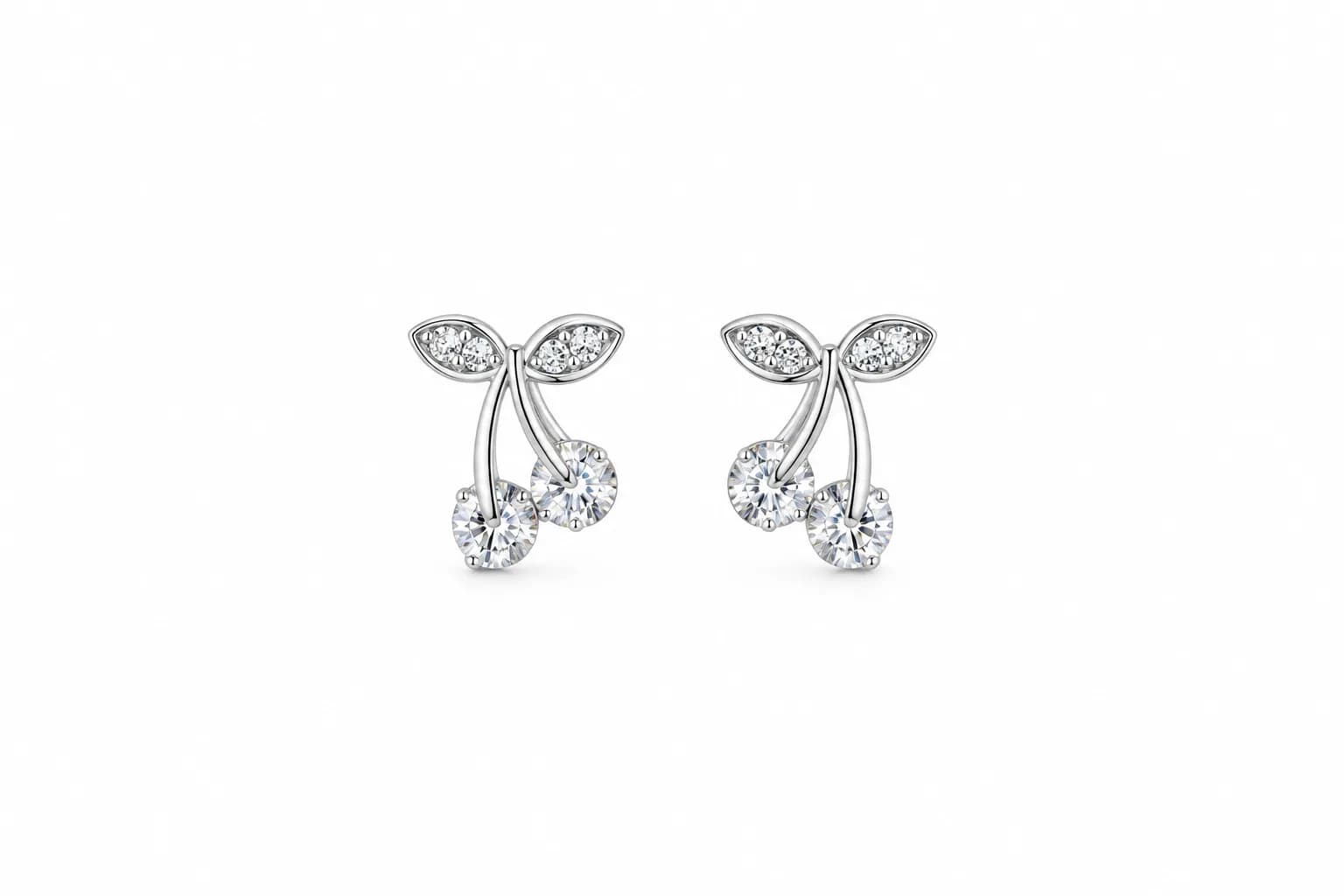 Silver Cherry Sparkle Earring