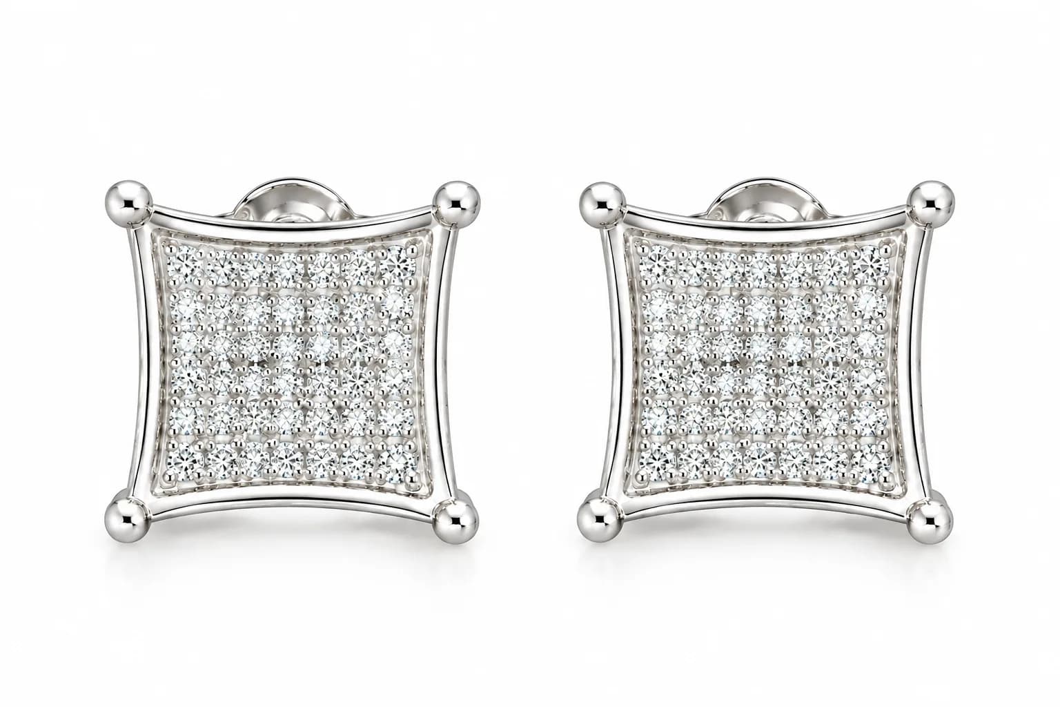Silver Pavé Square Earring