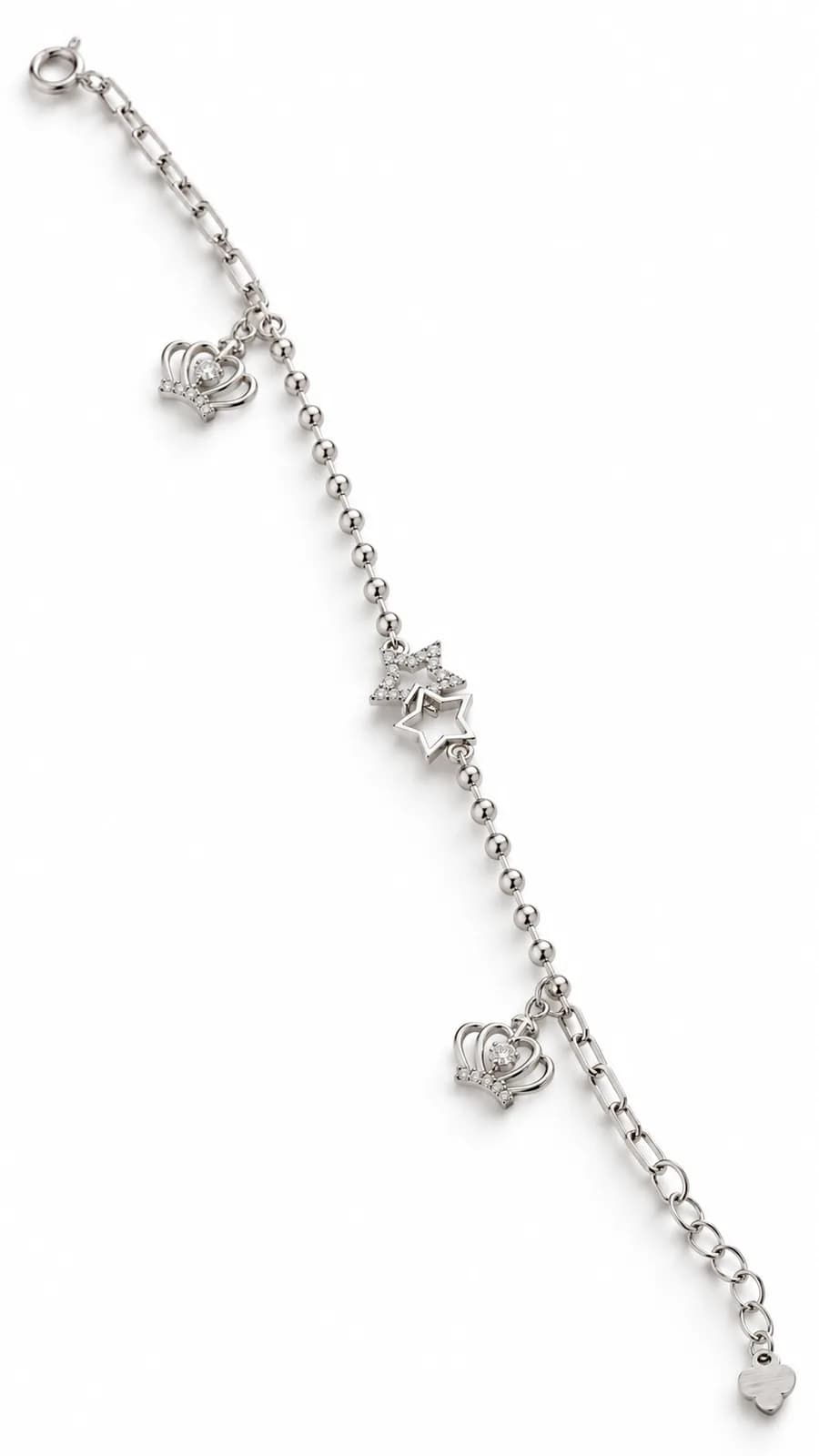 Silver Crown Star Anklet