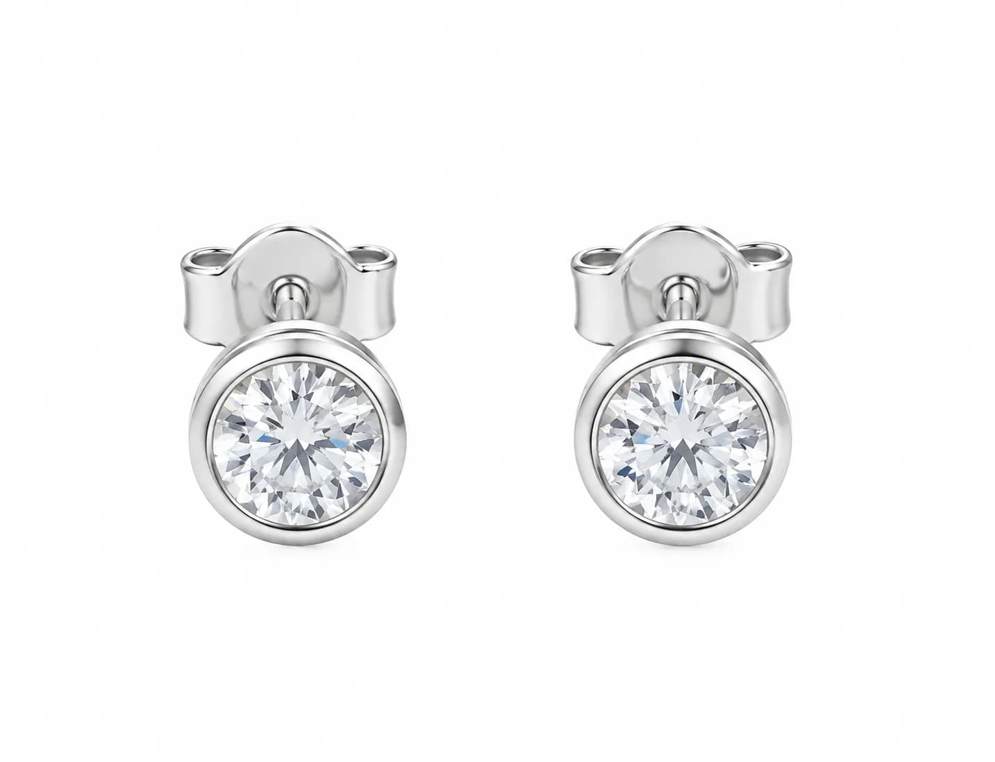 Classic Round Solitaire Stud Earrings