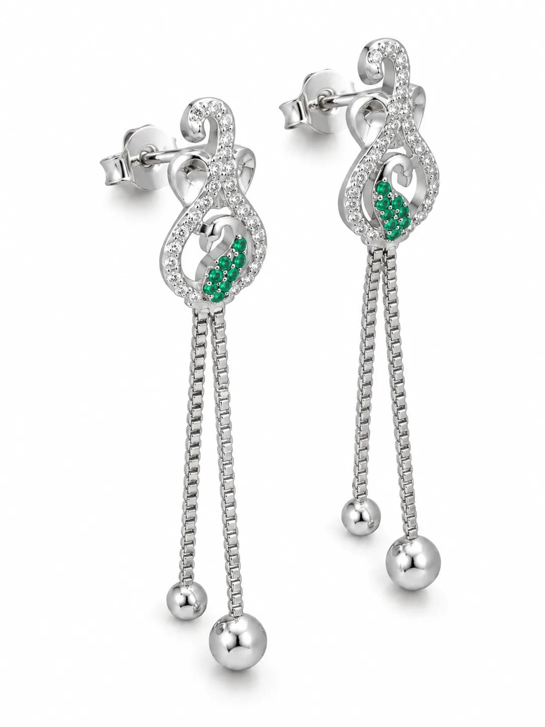 Silver Emerald Cascade Earring