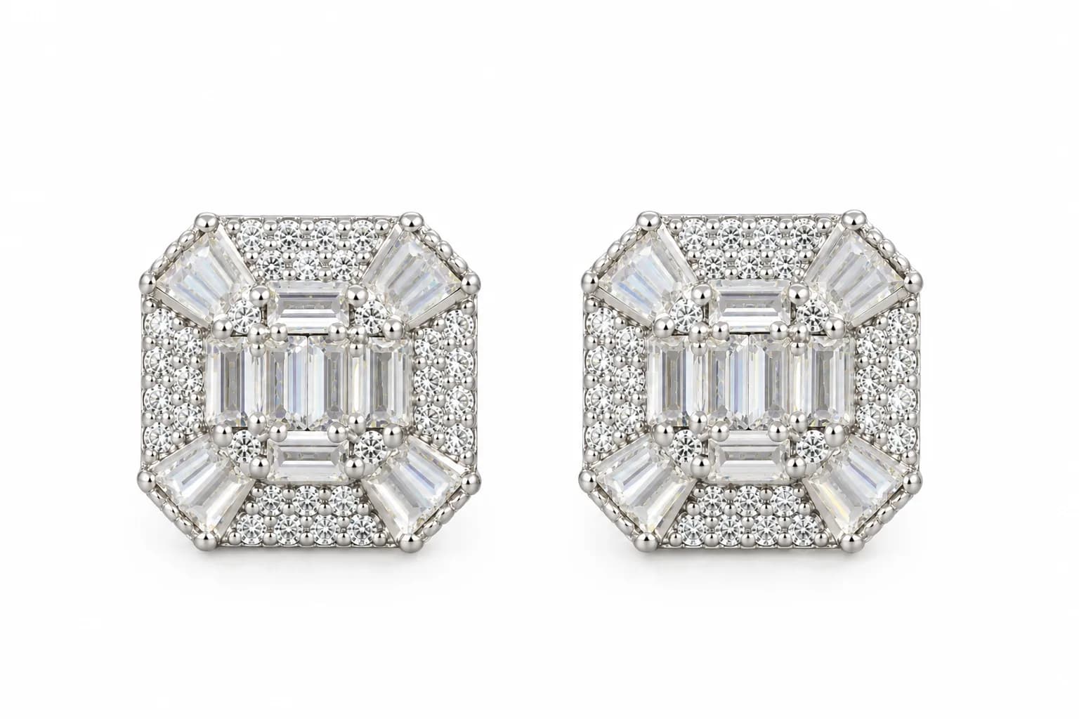 Silver Emerald Glam Earring