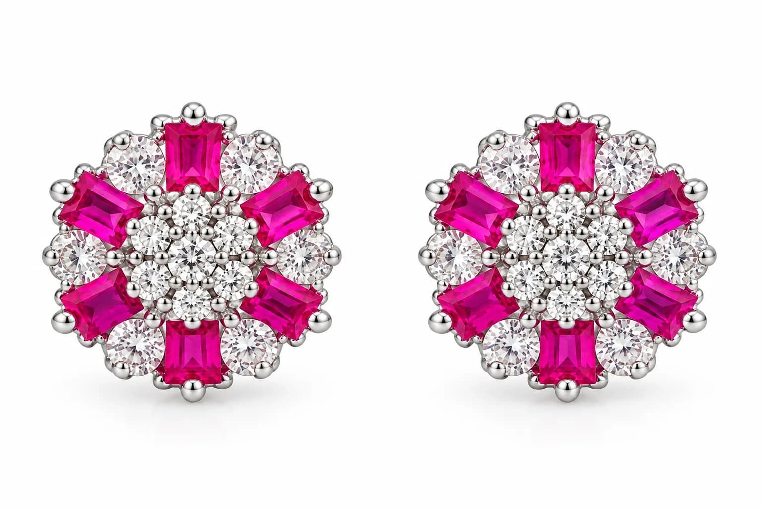 Silver Pink Bloom Earring