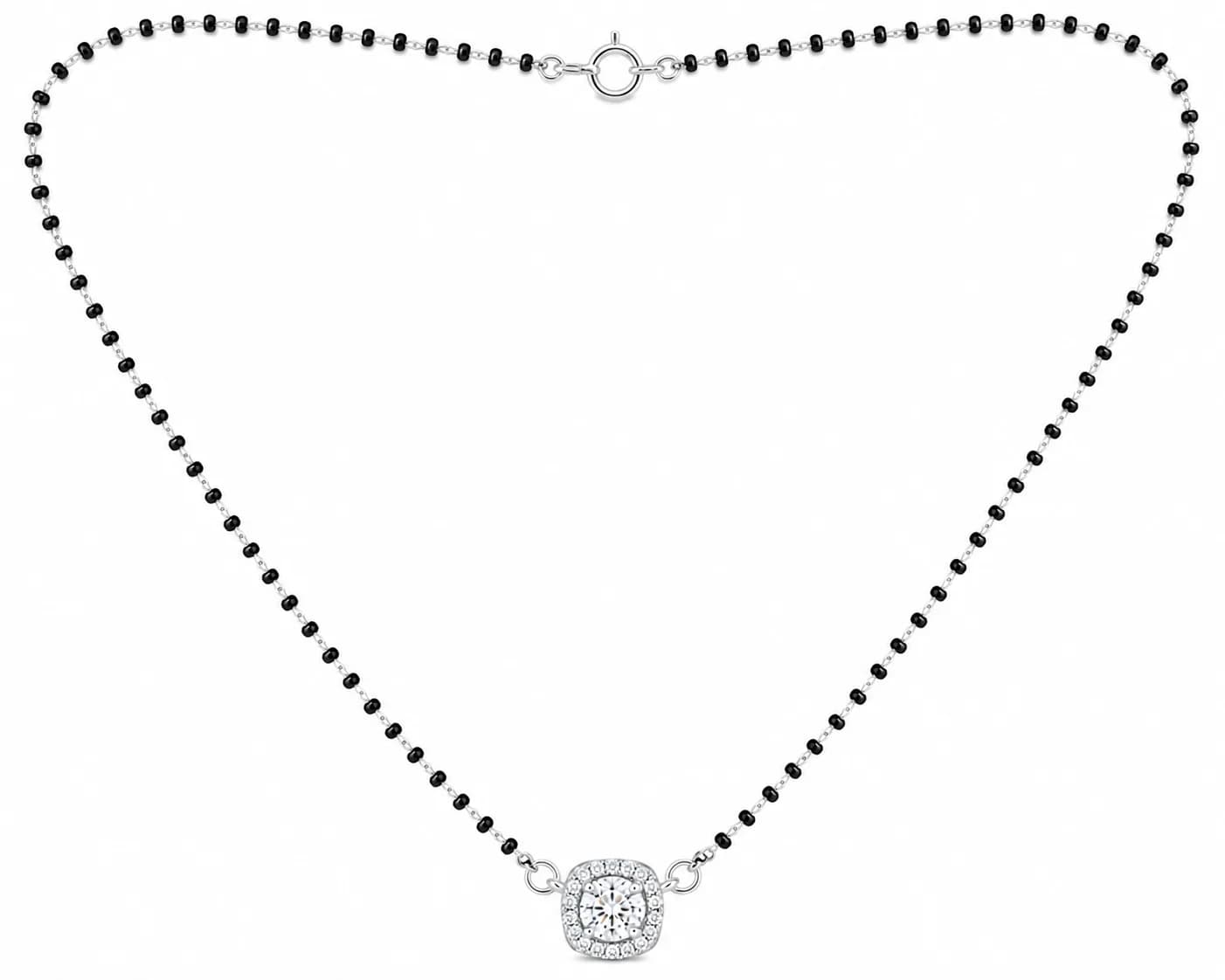 Classic Floral Halo 925 Sterling Silver Mangalsutra