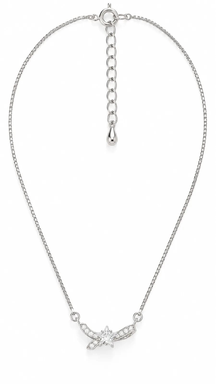Silver Floral Star Pendant Chain