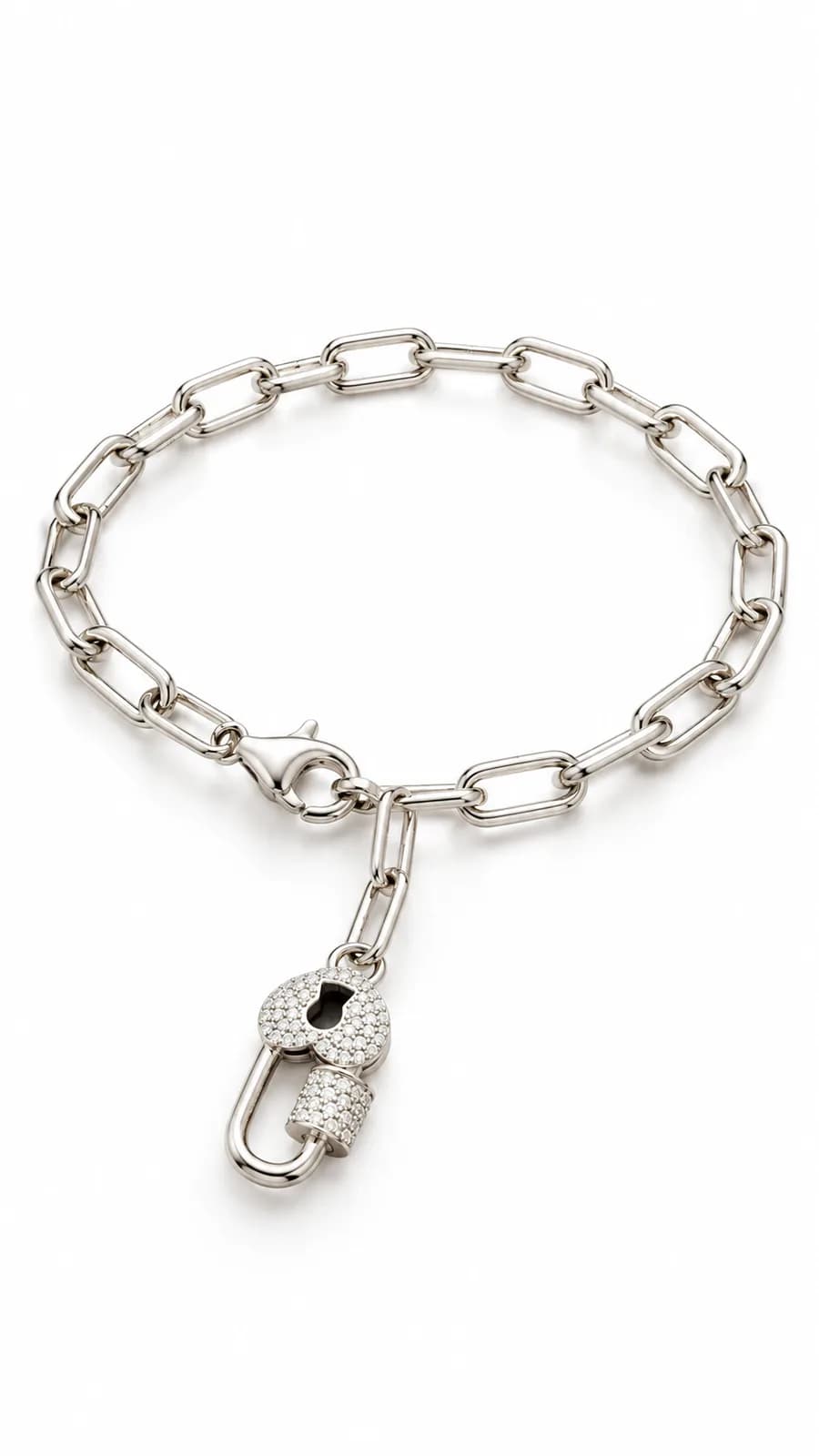Silver Lock Charm Bracelet