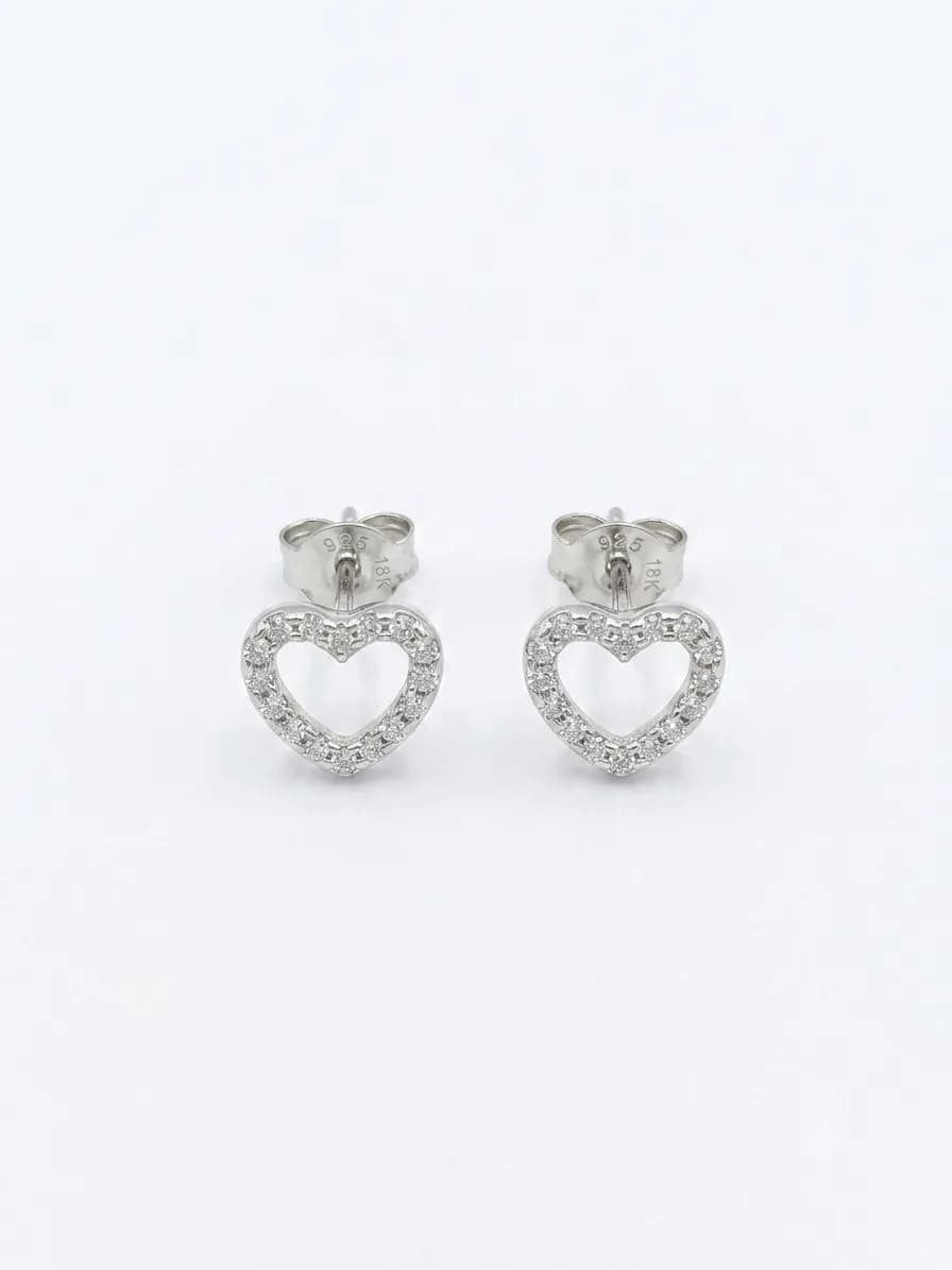 Open Pavé Heart Studs
